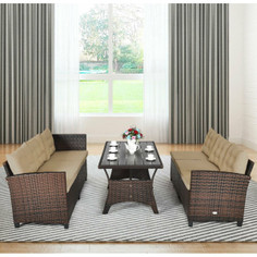 Rattan 3-Piece 6-Seat Patio Dining Set product
